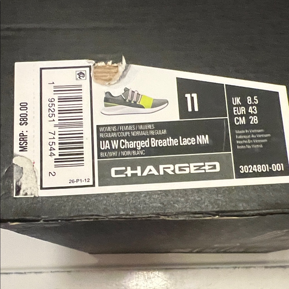 Under Armour Women's Grey Black Shoes with Neon Yellow Accent